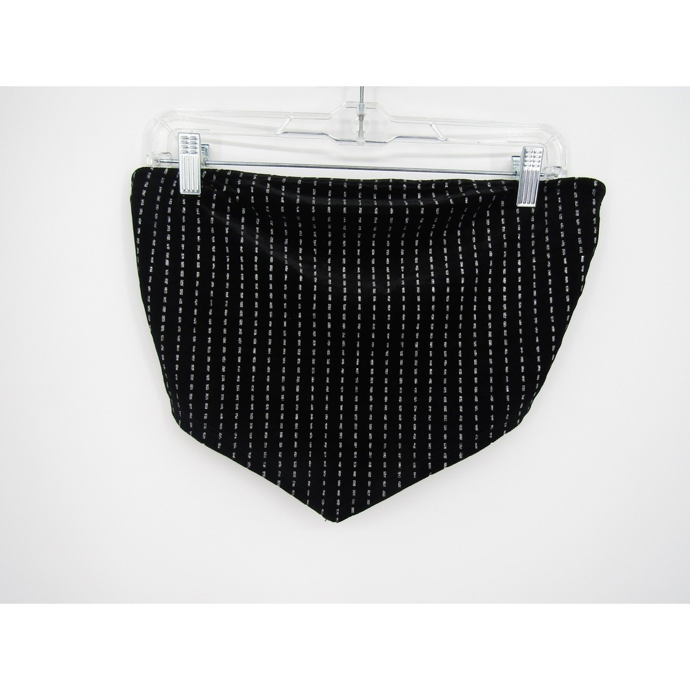 Black Velvet Tube Top Large Silver Glitter Bandana Hem Y2K Grunge Rabe Club 90s